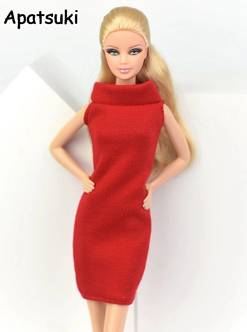 Красное модное платье для куклы Барби вечернее джемпер юбка Одежда 1/6 аксессуары