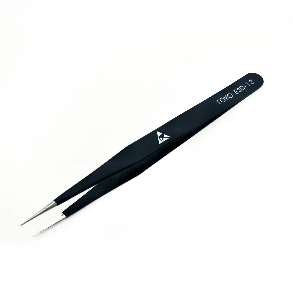 High Quality TOYO ESD Anti-static Tweezers Precision Elbow Beak Straight Round Stainless Steel Electronic Clip | Инструменты