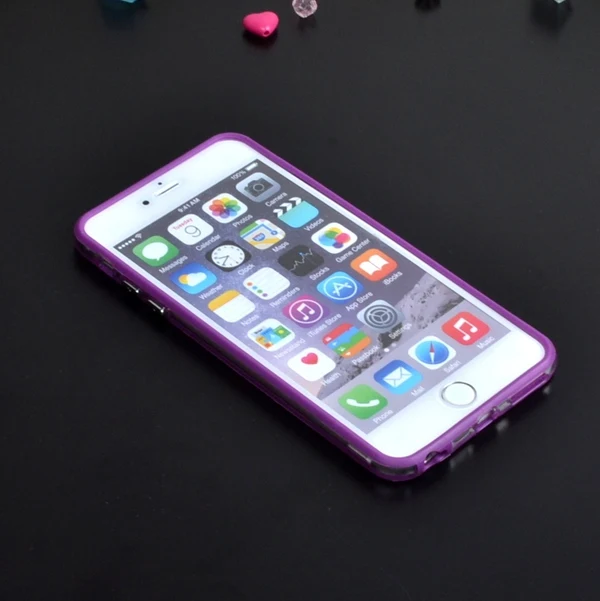 purple Гибридная средняя Прозрачная защитная рамка Tpu бампер для Iphone 6 Plus/6s Plus 5," мягкий силиконовый бампер чехол - Цвет: purple