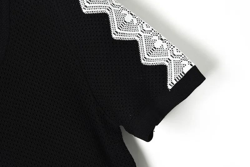 Элегантное выдалбливающее трикотажное платье для женщин 2019 с коротким рукавом