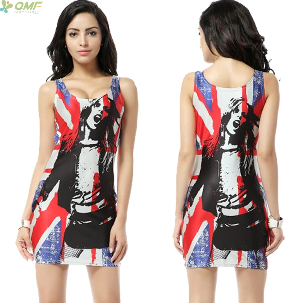 Британский флаг печати девушка с Юнион Джек карандаш платье Модные узкие платья