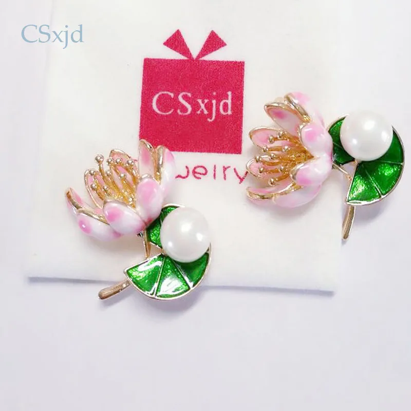 Дизайнерские брендовые эмалевые Броши CSxjd в форме лотоса с искусственным