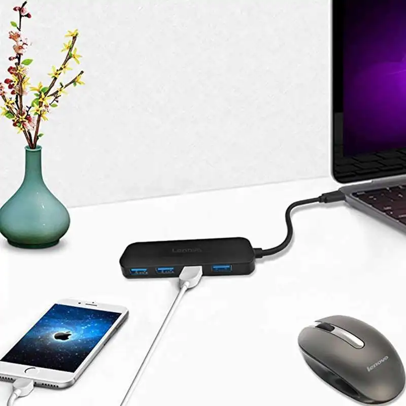 Оригинальный концентратор данных Lenovo C611 Type C на 4 USB 3 0 черный разветвитель type c