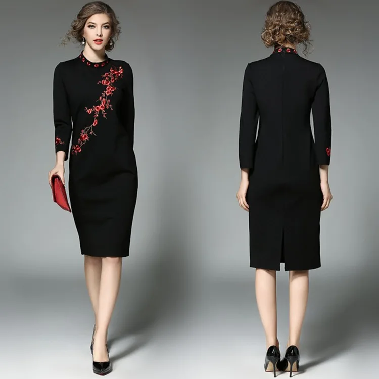 Новинка 2017 модное женское однотонное винтажное платье в европейском стиле на