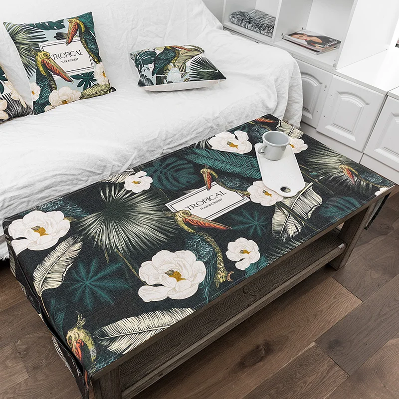 Модная домашняя утолщенная хлопковая прямоугольная скатерть зеленая