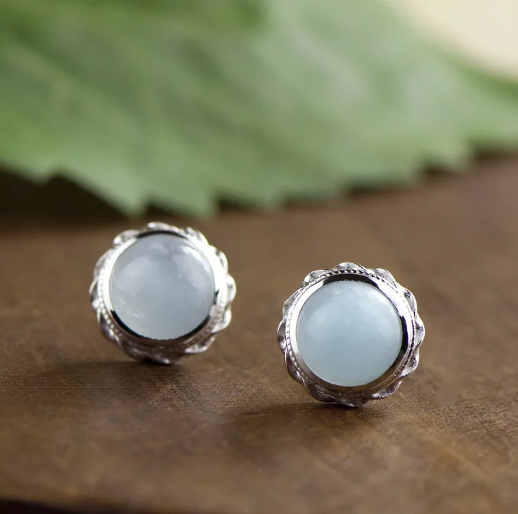 2018 акция модные серьги с ротационной резьбой из аквамарина натуральный круговой