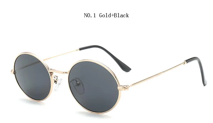gold black Овальные Солнцезащитные очки маленького размера, золотисто-черные зеркальные круглые солнцезащитные очки, женские винтажные очки, красные Роскошные брендовые дизайнерские очки uv400 - Цвет линз: gold black