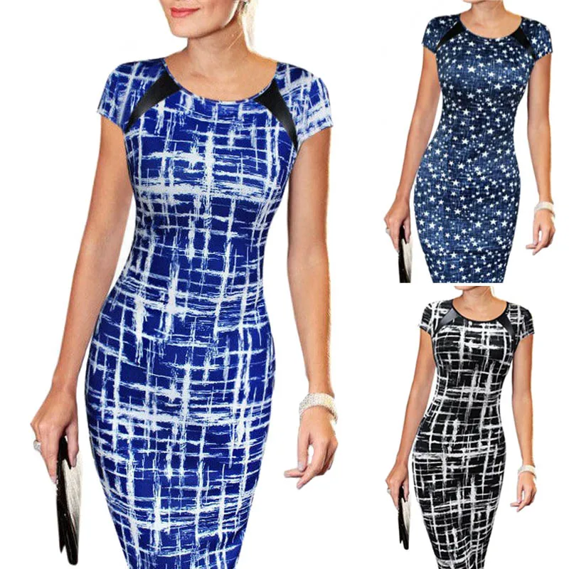 Женское офисное платье с коротким рукавом облегающее футляр VN 68 новинка