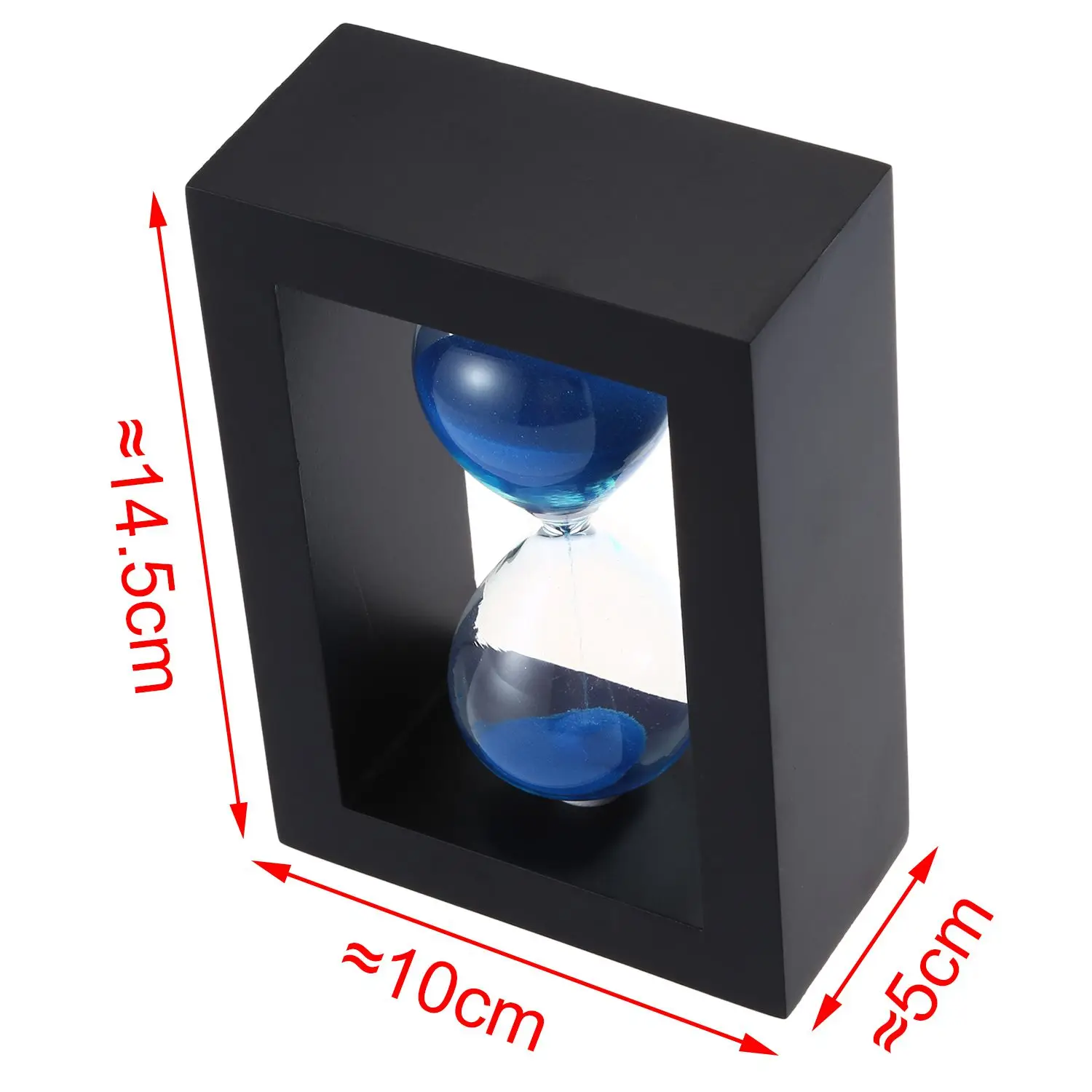 Hot Sale Wooden Frame Hourglass Sand Timer Black Frame Blue Sand.(Black Frame Blue