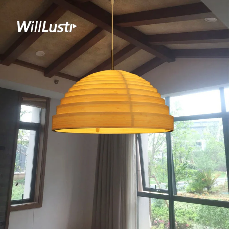 

Multilayer Blinds Bamboo Pendant Light Hotel Restaurant Cafe Sitting Room Bedroom Wood Shutter Suspension Handmade Hanging Lamp