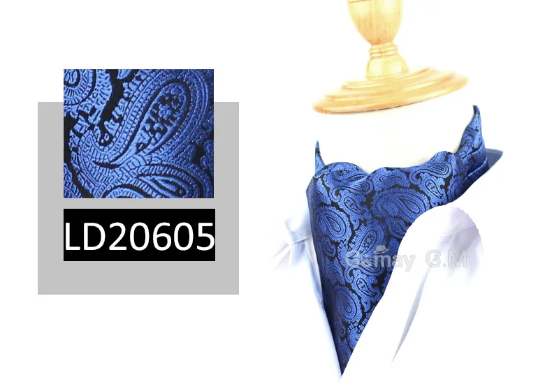 LD20605 Модный галстук Ascot для мужчин из полиэстера с цветочным узором, галстуки, Нежные мужские галстуки для свадьбы Ascot, синие галстуки - Цвет: LD20605