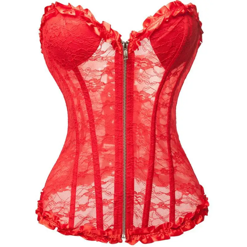 Красный сексуальный ажурный корсет для тренировок талии свадебный кружевной