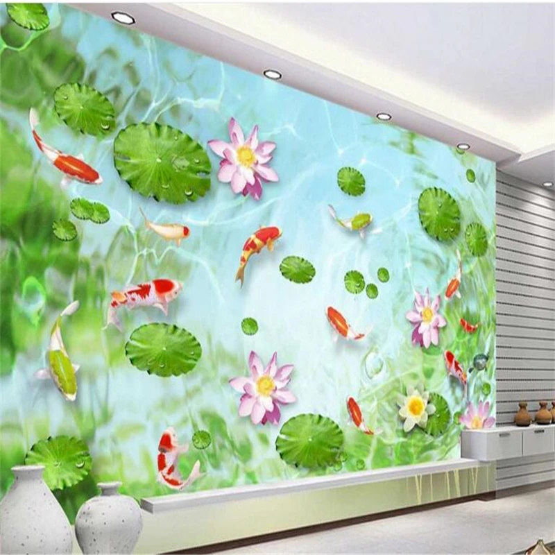 Beibehang пользовательские нетканые обои Bishui Qingtan вода Рыба напольное покрытие для