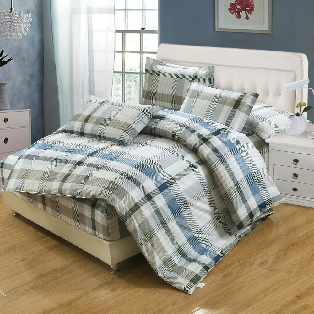 100% хлопковые рубашки в полоску постельное белье Современный стиль 4 шт. Queen Король