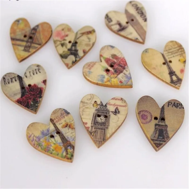 20 шт Эйфелева башня модные деревянные Пуговицы декоративные пуговицы для шитья в