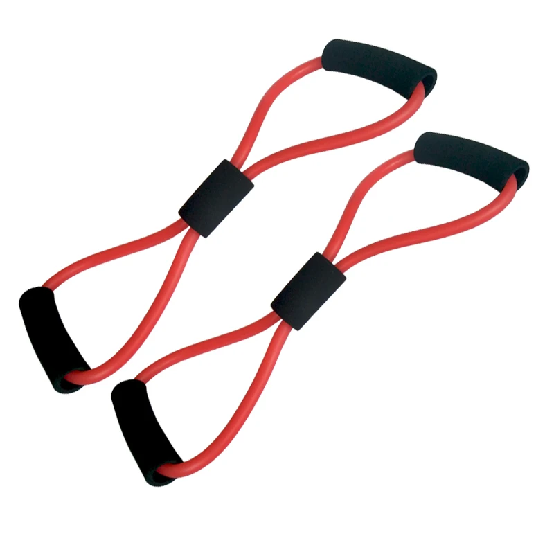 2pcs.Red 2 шт. 8-образный сопротивление контура группы tube for yoga фитнес пилатес тренировки упражнения фитнес-оборудование груди разработчик - Цвет: 2pcs.Red