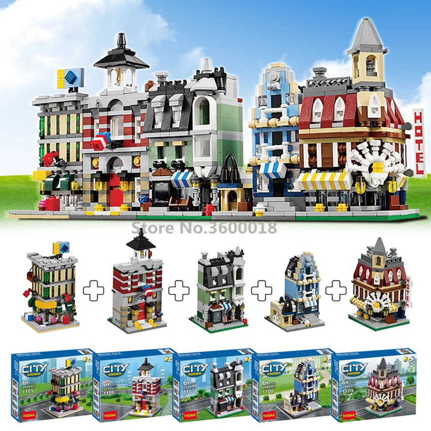 5 компл./лот DECOOL город мини Street View для выставки товаров универмага закругленной