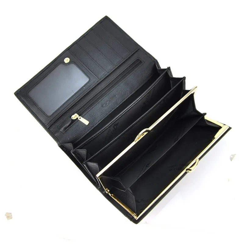 Классический длинный клатч из натуральной кожи двойной кошелек для мобильного