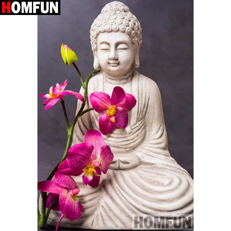 

HOMFUN Full Square/Round Drill 5D DIY Diamond Painting "Religious Buddha" Embroidery Cross Stitch 5D Home Decor Gift A15361