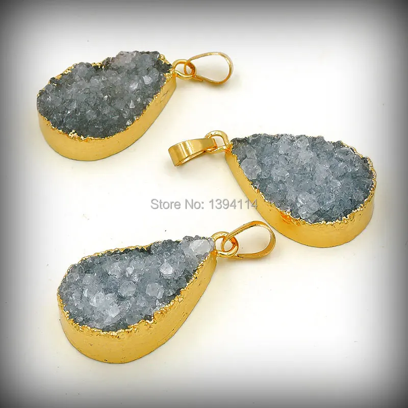 Прозрачный кварцевый кристаллический КЛАСТЕР Подвеска из золота облицовка