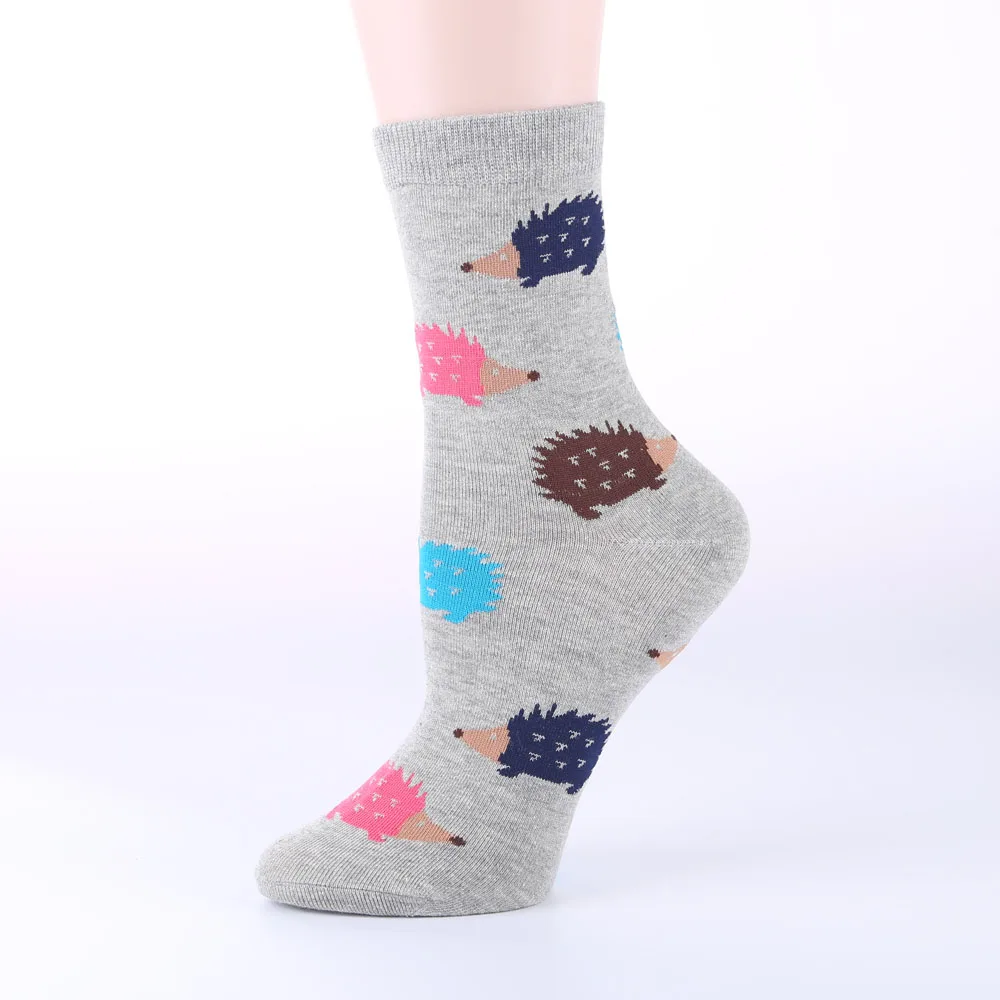 OLN EU36-46 Kawaii Women Hedgeh Animal Socks  Cartoon Socks for Christmas girl Cheap Chaussettes Femme 3(5 pairs / lot )