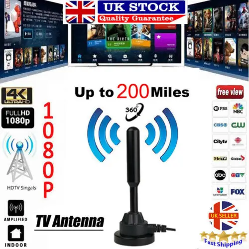 Портативная умная ТВ-антенна 4K HD 1080P Freeview USB Антенна Ариэль ТВ-ресивер 200 км 2019 |