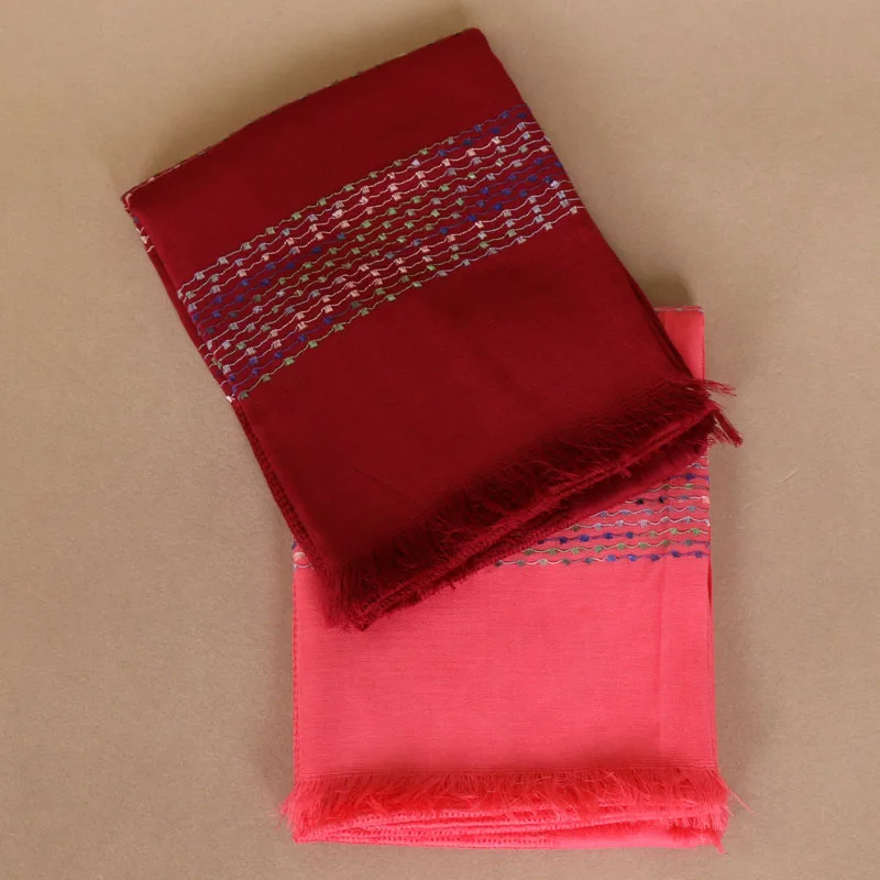 Модный хлопковый шарф с вышивкой в полоску 20 шт./лот лидер продаж мусульманский