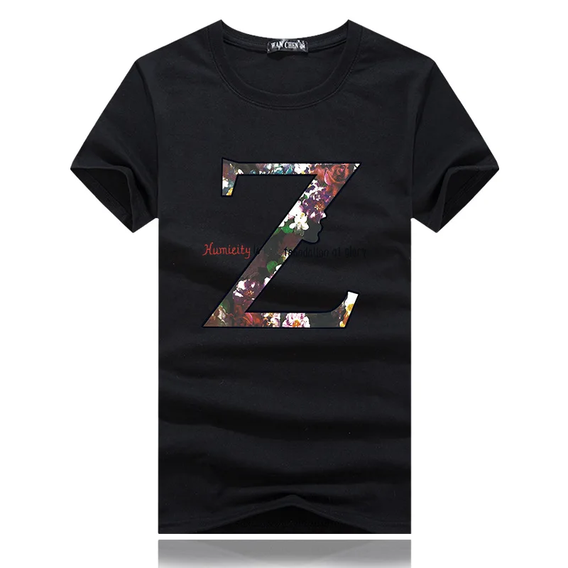 Мужская футболка с буквенным принтом Z повседневная хлопковая коротким рукавом и
