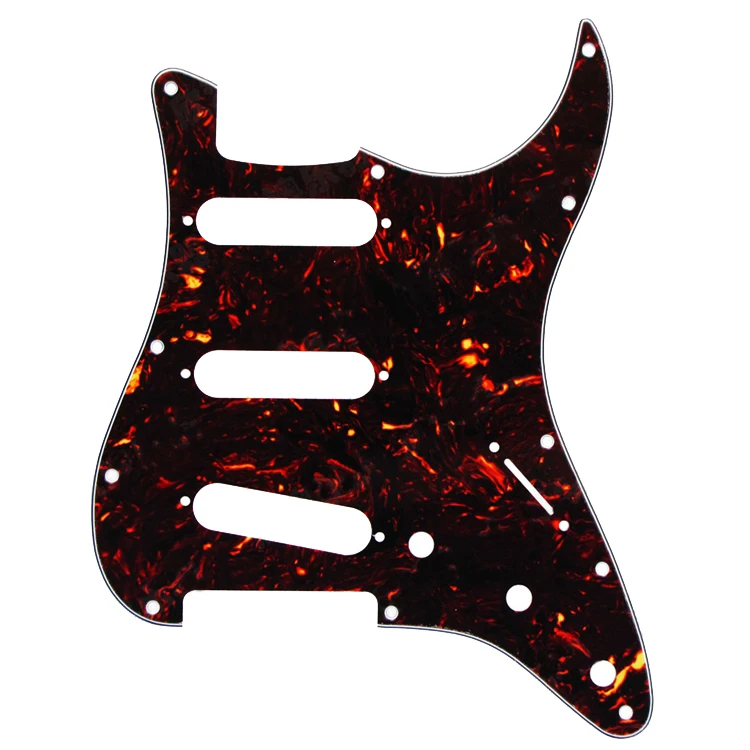 

Free shipping!4Ply 11 screw Holes SSS Tortoise Shell FD Strat ST Style electric Guitar Pickguard DIY replacement (Brown/Red)