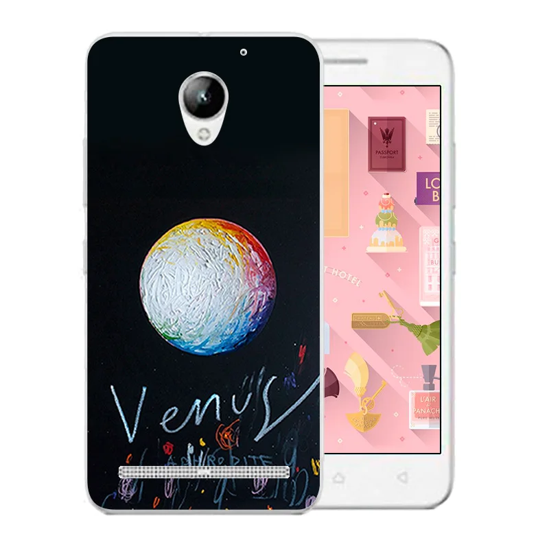 5.0 inch For Lenovo Vibe C2 Phone Cases Soft Silicone Funda K10a40 Space Moon Pattern Back Cover Transparent Coque |