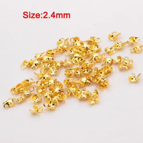 gold DC 200 шт./лот 1,5/2,4/3,2 мм сплав железа Конец Crimps бисер шариковая цепь коннекторов для Для женщин браслет Цепочки и ожерелья кулон ювелирные изделия - Цвет: gold