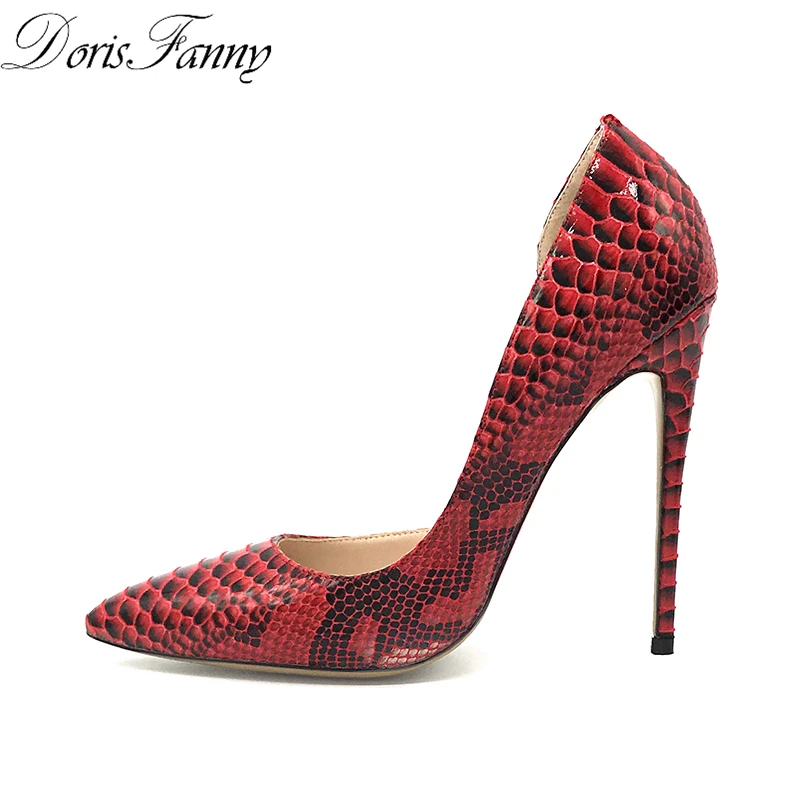 DorisFanny large size Snake Red Stiletto pumps women shoes sexy high heels 12cm/10cm/8cm | Обувь