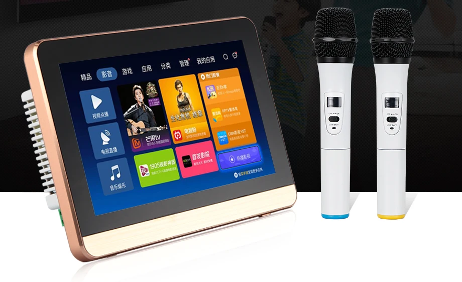 Oupushi A7mHome аудио визуальные в стенах усилители, музыкальный плеер, Bluetooth Wi-Fi караоке театральная система содержит беспроводной микрофон