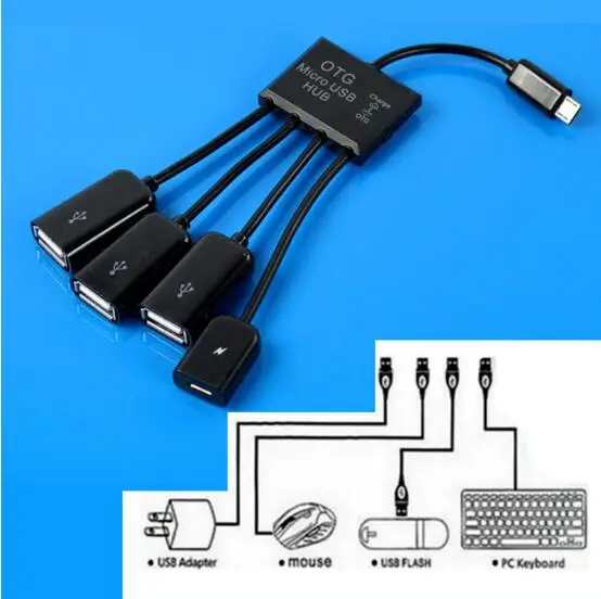 Хит 4 Порты и разъёмы 3 в 1 Micro USB Мощность зарядки OTG Hub Кабель адаптер конвертер
