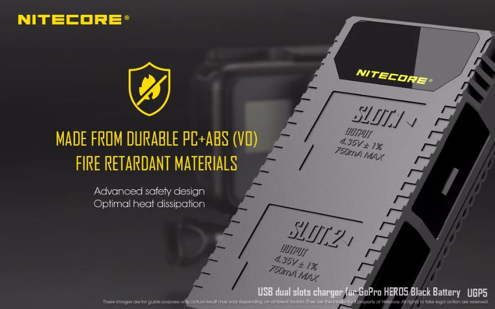 Nitecore UGP5 двойной слот цифровой зарядное устройство для GoPro Hero5 черный аккумулятор