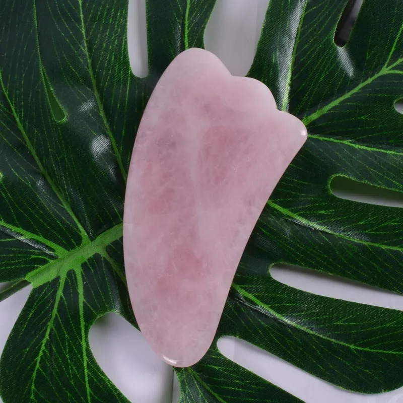 1 piece Массажный инструмент Gua Sha, натуральный розовый кварцевый камень, Китайская традиционная спа-Иглоукалывание для лица, заживление для здоровья - Цвет: 1 piece