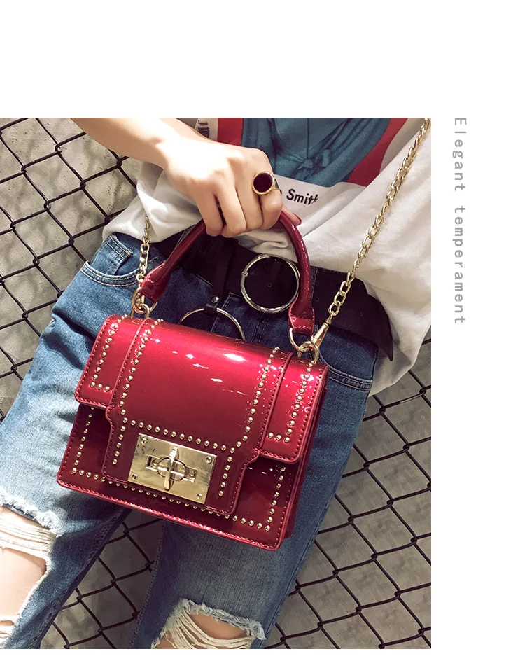 New Women's Bags Designer Chain Rivet Shoulder Messenger Bag Luxury Handbags Women Bags Female Handbag Crossbody 233