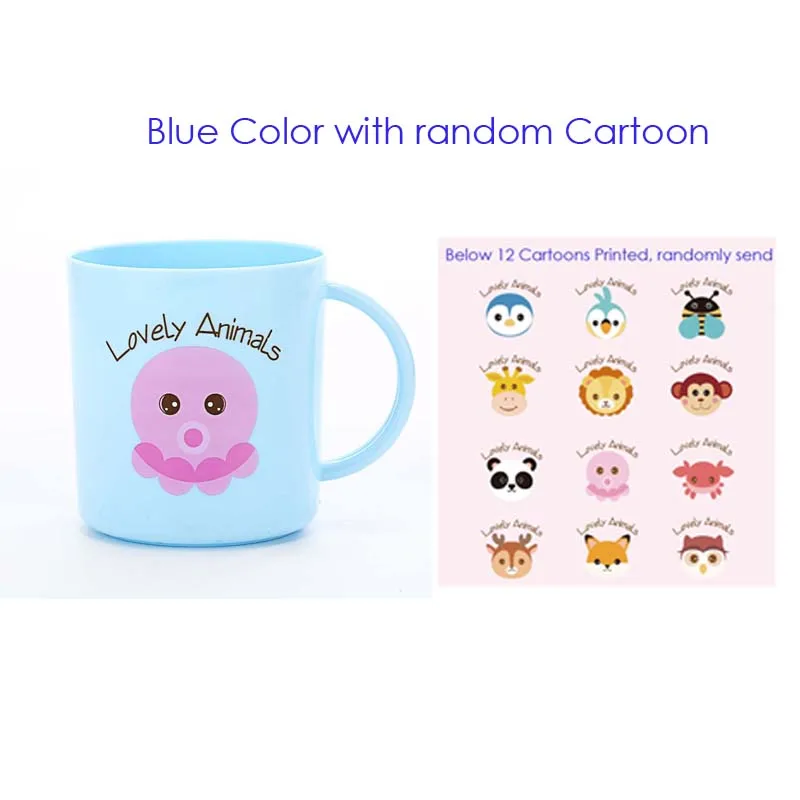Blue Random Cartoon 1 шт., 250 мл, детская чашка для младенцев, молочная чашка с ручкой, кружка для завтрака, домашняя чашка для напитков, желтый/синий/зеленый/розовый, случайный рисунок из мультфильма - Цвет: Blue Random Cartoon