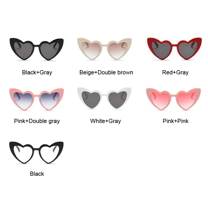 Love Heart Cat Eye Sunglasses Women Vintage Christmas Gift Black Pink Red Heart Shape Sun Glasses For Women Uv400 images - 6