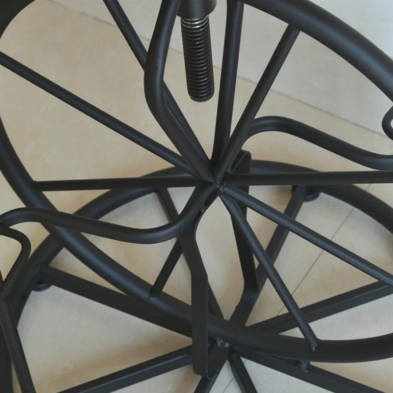 

Bicycle Style Wrought Iron Chair Wheel Stool Industrial Wind Lifting Chair Retro Bar Stool Solid Wood Leisure Chair
