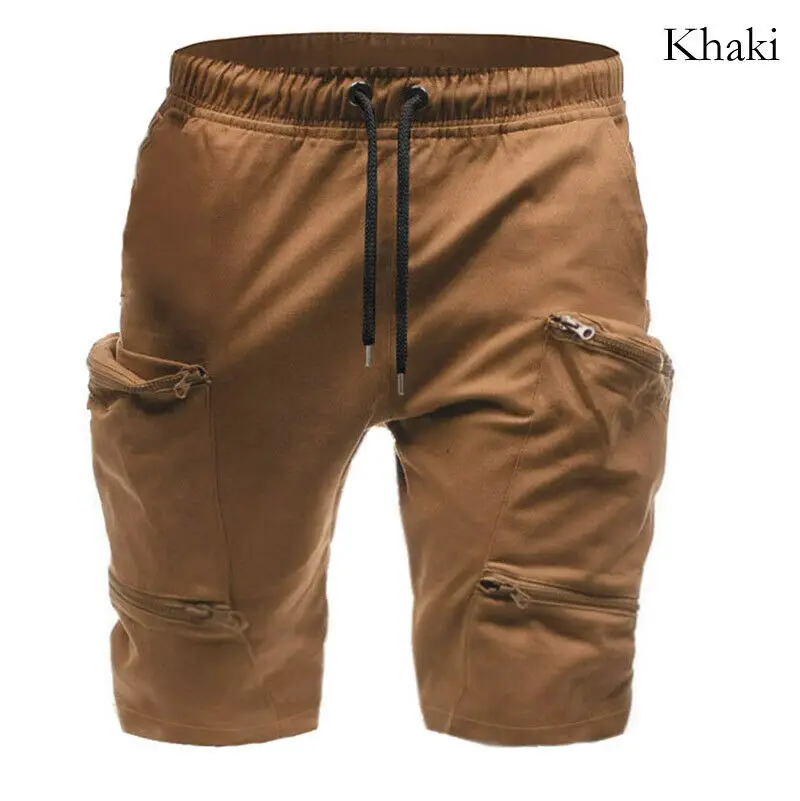 khaki Бренд моды новые мужские летние фитнес для мышц шорты пять брюки для бега спортивные тренировочные брюки - Цвет: khaki