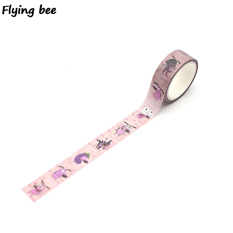 Flyingbee 15mmX5m креативная тема мультяшная Бумага васи лента милые собаки Клейкая