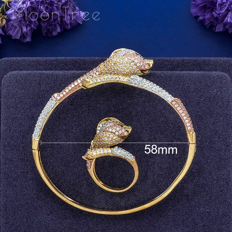 MoonTree эксклюзивный розовый цветок супер блестящий кубический цирконий женский