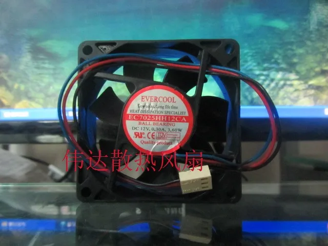 Вентилятор охлаждения сервера EverCool EC7025HH12CA постоянный ток 12 В 0 30 А 70x70x25 мм 3