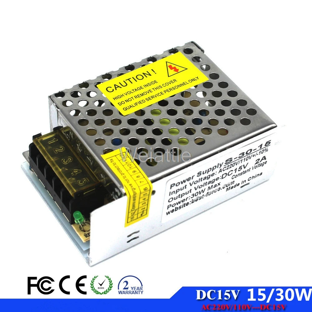 DC15V 15 Вт 30 Вт 45 Вт 60 Вт Светодиодный светильник ремень драйвер импульсный источник питания 110 В переменного тока трансформатор постоянного напряжения Мониторинг CCTV CNC