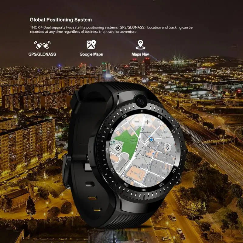 Zeblaze Thor 4 Bluetooth 1," AOMLED дисплей gps/GLONASS MTK673 четырехъядерный 1+ 16 Гб 4G Телефонный звонок Новые смарт-часы Мужские Двойные камеры