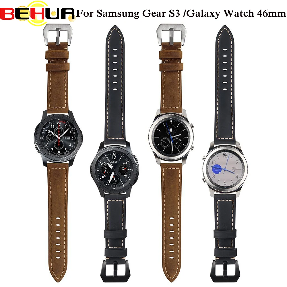 

22mm Genuine Leather watch strap Band for Samsung Gear S3 Frontier Classic strap for Huami Amazfit Stratos 2 2S bracelet band