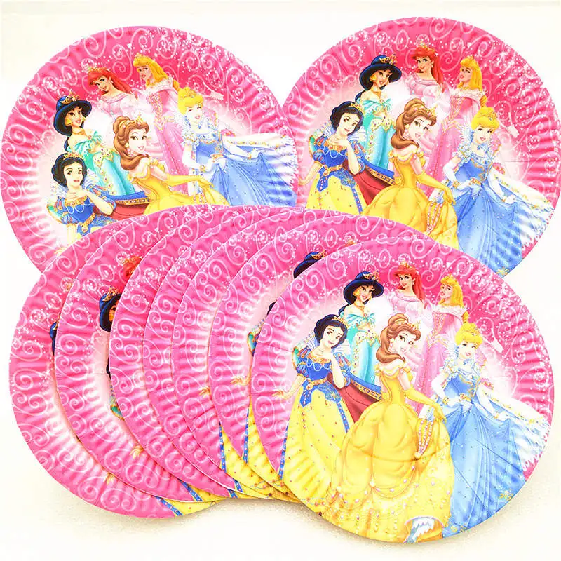 

Six Princess Theme Kids Happy Birthday Party Decorations Supplies Kids Girl Cups Plates Napkins Straws Tablecloth Set