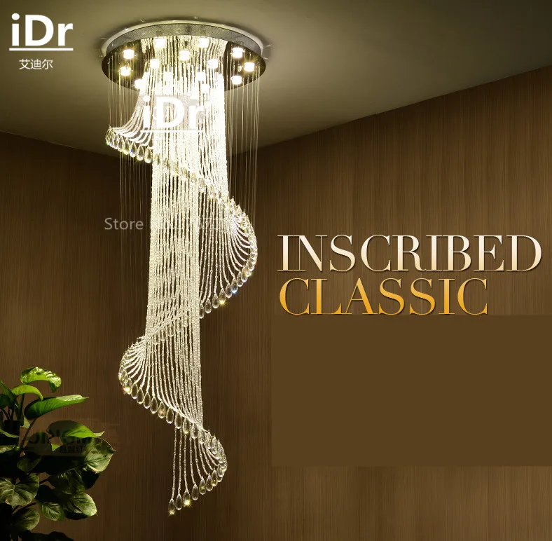 値段 新しい階段スパイラル階段ランプ近代的なミニマリスト別荘長いをハウス床大型リビングルームクリスタル天井ランプ