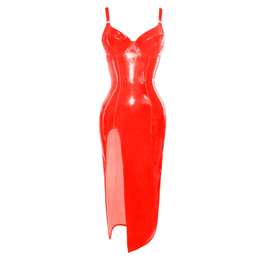 Abbille для женщин пикантные bodycon платья бретели нижнего белья кожа костюмы